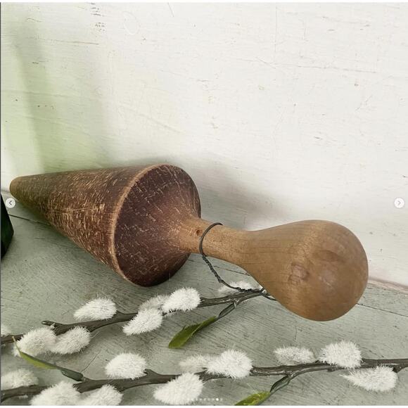 Antique Wood Pestle Masher Kitchen Tool Utensil Gadget Brown Primitive Farmhouse - Picture 8 of 9